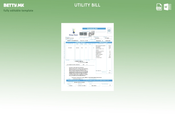 Модерен стил шаблон за сметки за комунални услуги во Кенија Power